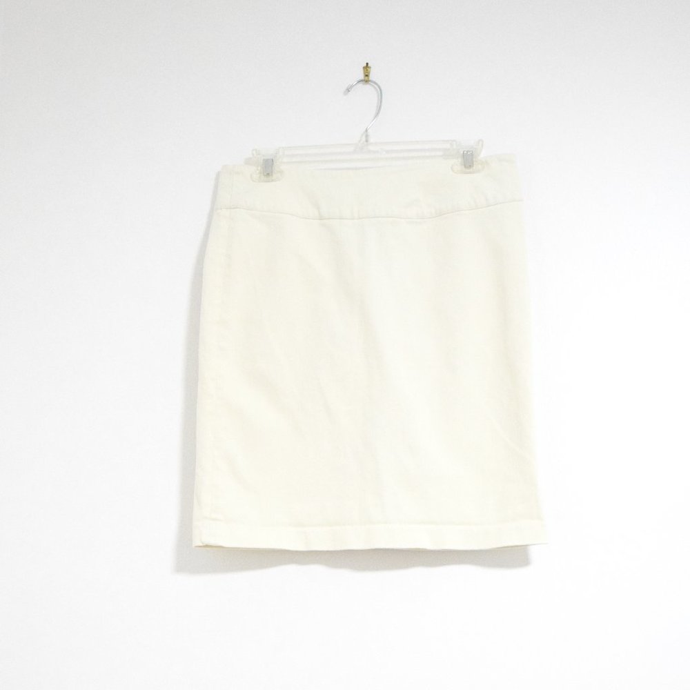 MONOPRIX Vintage Japanese Off-White Micro-Velvet Pencil Skirt | Size M